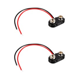DMiotech 2 Pack DC 9V Battery Clip Plastic Shell T-Type Buckle Connector Lead Wire 10cm Clip Tight Pre Stripped Ends for 9-Volt Battery or DIY Projects