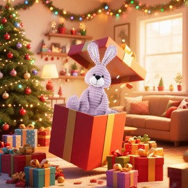 Apricot Lamb Toys Plush Corduroy Rabbit Bunny Stuffed Animal Soft Cuddly Perfect for Child （Purple Bunny,8.5 Inches