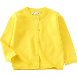 Plus Nao Plus Nao Cardigan, Knit, Kids, Baby, Children, Girls, Boys, Tops, Thin, Long Sleeve, Open Front, Button Front, Round Neck, yellow