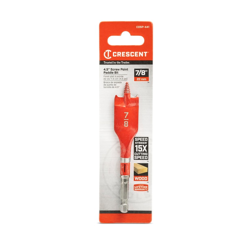 Crescent Screw Point Spade Drill Bit | 4" x 7/8"