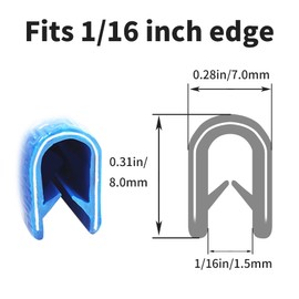 Skweawert 10ft(3000mm) 1/16"(1.5mm) UZ-01 Dark Blue Rubber Edge Trim,U Channel Edge Guard Protector,PVC and Steel Sheet Rubber Seal Strip,for Panels Cars Doors Hatches Steel Plates