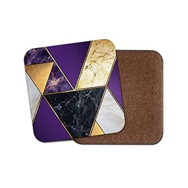 Square Single Coaster - Art Deco Purple Marble Effect New Home House Warming Drink Gift #77836