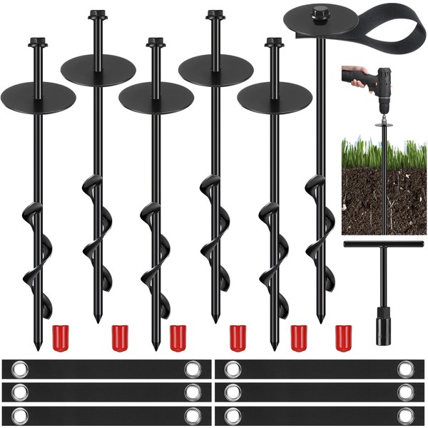 LEIFIDE 12 Set Trampoline Stakes Trampoline Anchor Kit Heavy Duty