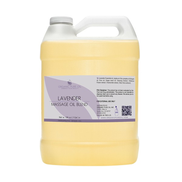Lavender massage oil 1 gallon bulk argan jojoba emu therapy deep tissue non-gmo