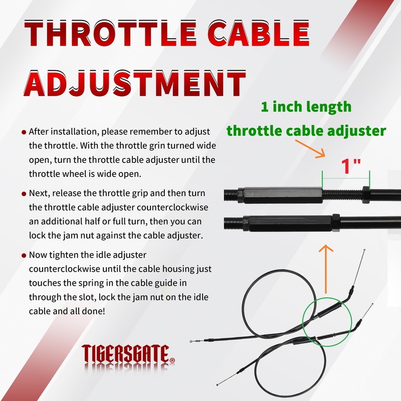 TIGERSGATE 42.3" Black Vinyl Stainless Steel Braided Extended Throttle and