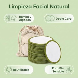 16 Pads Desmaquillantes Reutilizables, Almohadillas Desmaquillantes Lavables, Algodones Removedores de Maquillaje Suaves y Ecológicos, para Limpieza F