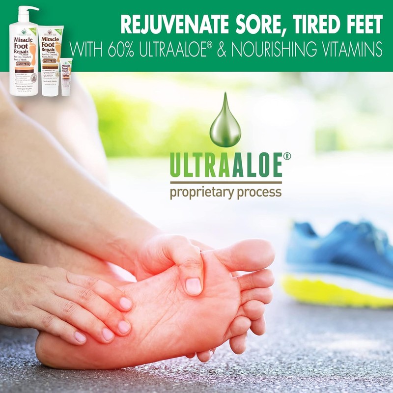 Miracle Foot Repair Cream 8oz + 1oz Hand Healing Aloe