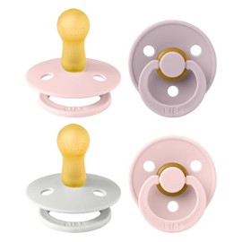 BIBS Colour Soothers Pack of 4, BPA-Free, Cherry Shape Nipple. Natural Rubber/Latex, Made in Denmark. 6-18 Months (Pack of 4), Haze Mix