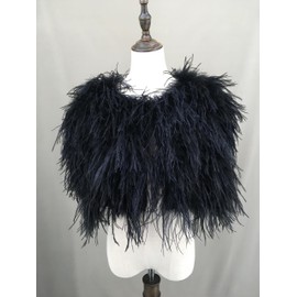 Women Ostrich Fur Feather Small Shawl Cape for Wedding for Party Bride Furry White Color Blush Fluffy Luxurious Romantic…
