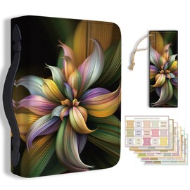 Hobbspring Bible Cover Case for Women Flowers Book Cover with Bookmark Mystery Plants Durable Carrying Bible Cases with Handle and Zipper PU Leather Storage Bags for Adults Students(Black Pink)