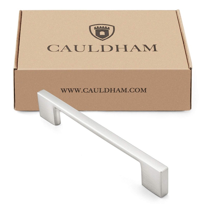 Cauldham 10 Pack Solid Kitchen Cabinet Pulls Handles (5" Hole