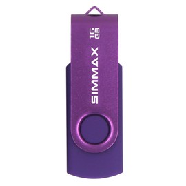 SIMMAX USB Flash Drives 3 Pack 16GB Memory Stick Swivel Design USB 2.0 Flash Drive Thumb Drive Zip Drives (16GB Purple Blue Green)