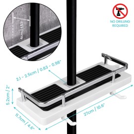 BELLE VOUS 2 x Shelf for the Shower - Soap Holder No Drilling - Shower Rail Storage Shelf Set - Shower Shelf for Shower Rail - Shower Storage Shelf - White