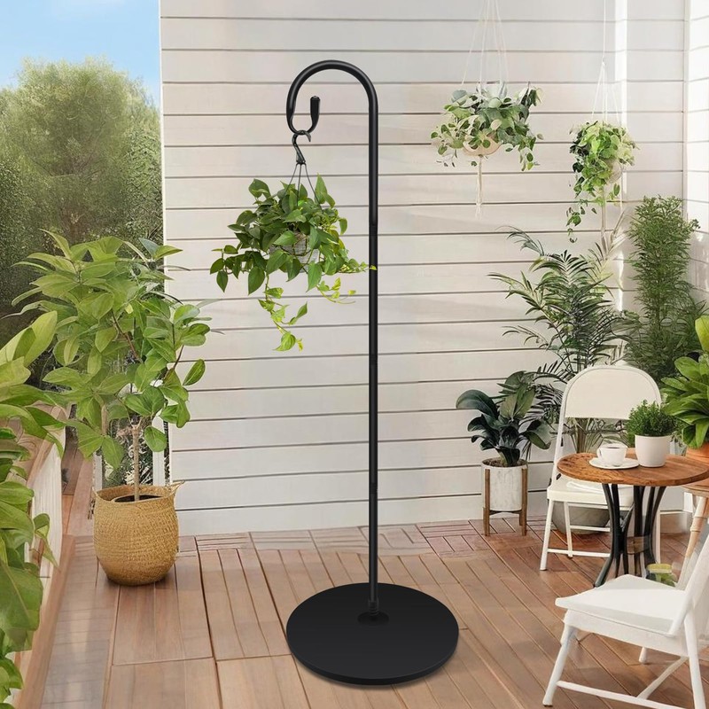 63 Inch Shepherds Hooks for Outdoor Indoor with Round Base