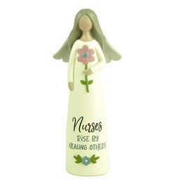 Feather & Grace Figurine Inscription Nurses-Rise by Healing Others, Angel Memorial Indoor or Outdoor Decor, Sculptures or Statues As Inspirational Gifts-Resins, Multi, One Size