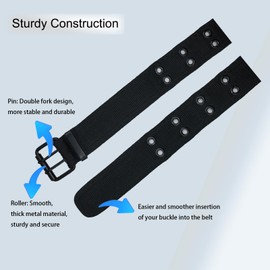 ELTACASUX Mens Belt,Double Grommets Work Belts for Men and Women with Double Prong Thick Metal Buckle,Semi-circular End,130cm