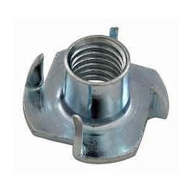 T-NUT 8-32 X 1/4" Length, 4 Prong, Steel, Press-in Threaded Insert for Wood OR Plastic. (Pack of 25)