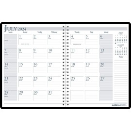 2024-2025 House of Doolittle 8.5-inch x 11-inch Academic Monthly Planner, Leatherette Cover, Black (26302-25)