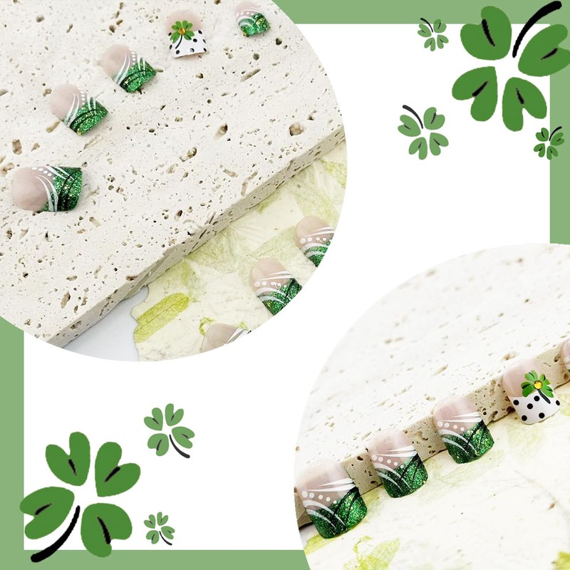 St. Patrick's Day Nails Press on Nails Short Fake Nails