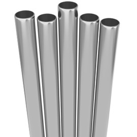 Fiesta First 5 Extra Wide Long Stainless Steel Silver Reusable Drinking Straws + Sturdy Cleaning Brush - Fat for Boba, Bubble Tea, Large Thick Smoothies - Dishwasher Safe