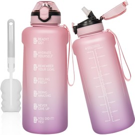DEARRAY Tritan Water Bottle 2 L with Straw & Time Marking, 2 Litres BPA-Free Large Water Bottle with Time Motivational Sports Bottle for Fitness & Gym
