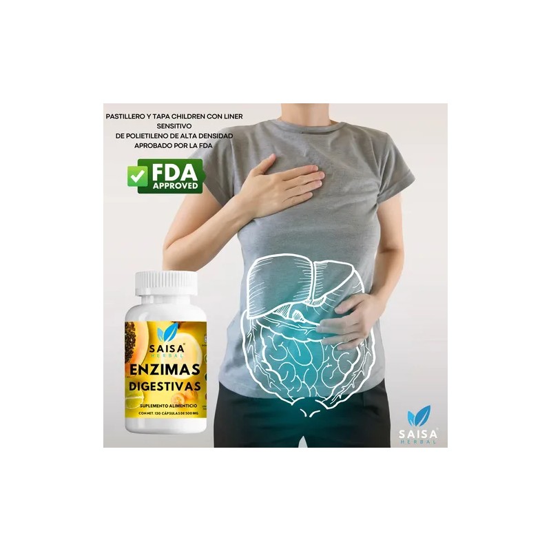 Enzimas Digestivas Suplemento 120cáp Mejor Digestión Premium