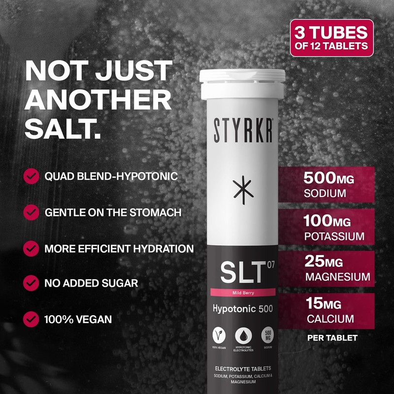 Electrolytes Tablets by Styrkr - Berry - 3X Pack of