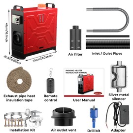GEARLASSO Diesel Heater, 12V/24V/110V 8KW Parking Heater with Remote Control and LCD Display, 2 Ways Control Fast Heating with Muffle Silencer for Campers RV Truck Boat Bus Car Trailer Garage