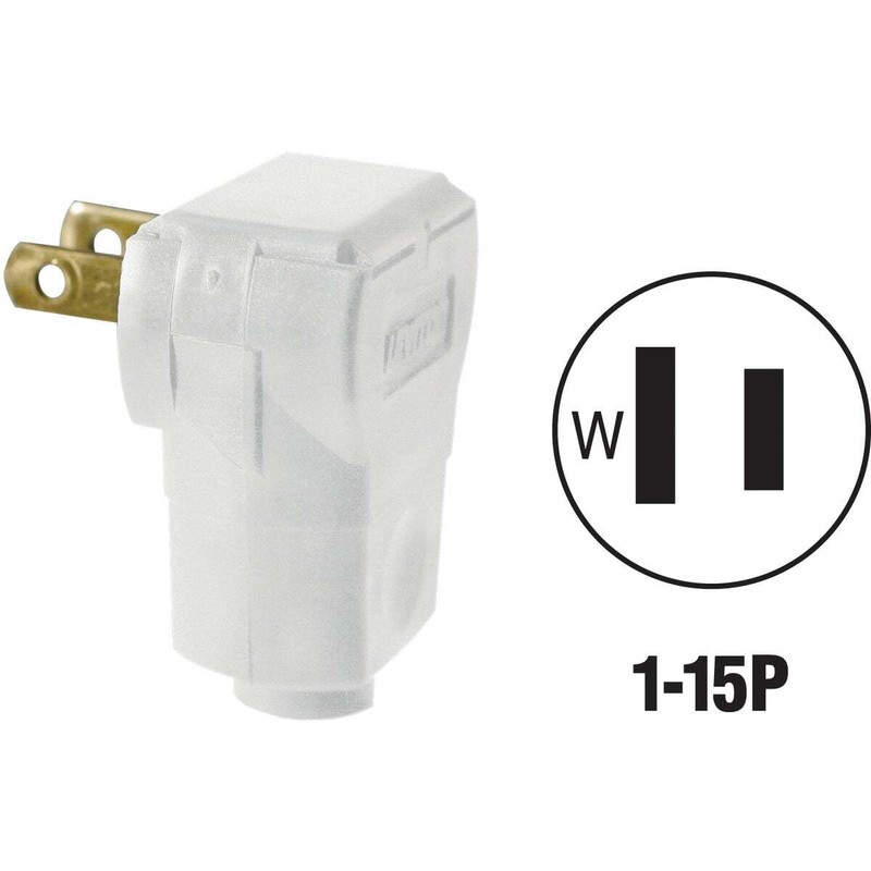 Leviton 15 Amp, 125 Volt 2-Pole 2-Wire, Non-Polarized Angle Plug,