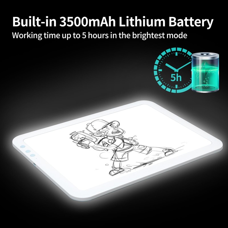 TOHETO A4 Rechargeable Led Super Bright Light Pad Powered by