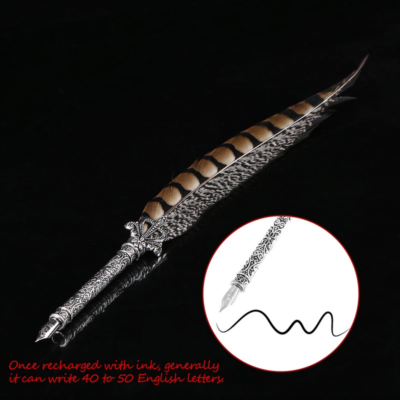 Feather Metal Nibs Quill Dip Pen Ink Set with Sealing