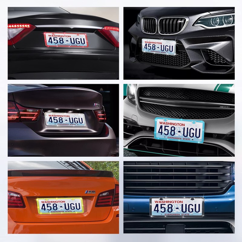 SHARE&CARE Bling License Plate Frame, Crystal License Plate Cover, Car