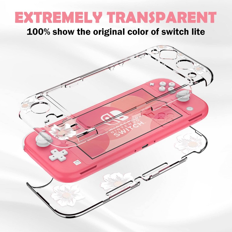DLseego Sakura White Flower Floral Clear Switch Lite Protective Case