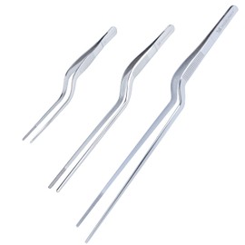 MSY BIGSUNNY Precision Kitchen Culinary Tweezers - Stainless Steel Offset Tip Tweezer Tongs - Set of 3 (6.5"+8.5"+12")