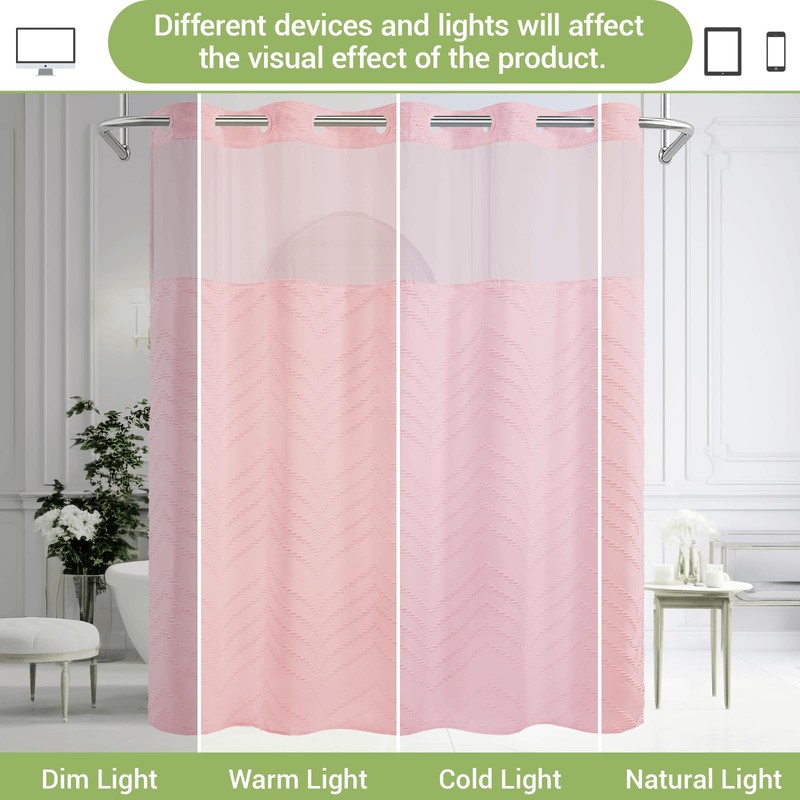WONICY Extra Long No Hook Shower Curtain with Snap in