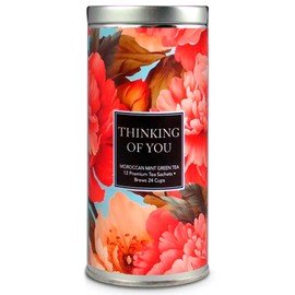Thinking of You Tea by La Tea Dah - Moroccan Mint Green Tea | Gourmet Tea Gift Sets | Sympathy Gift for Friend Going Through a Hard Time (12 Sachets)