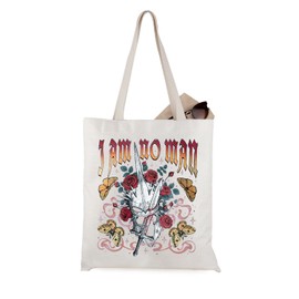 JTOUK Fantasy Book Inspired Tote BagWarrior Butterfly Roses I Am No Man Dark Academia Gift (No Man Tote EU)