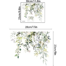 Green Plant Leaves Flowers Toilet Seat Lid Stickers, DIY Removable Waterproof Toilet Sticker for Bathroom Cistern Decor, Leaf Floral Toilet Lid Decals, Wall Stickers and Murals 11.8x9.8in