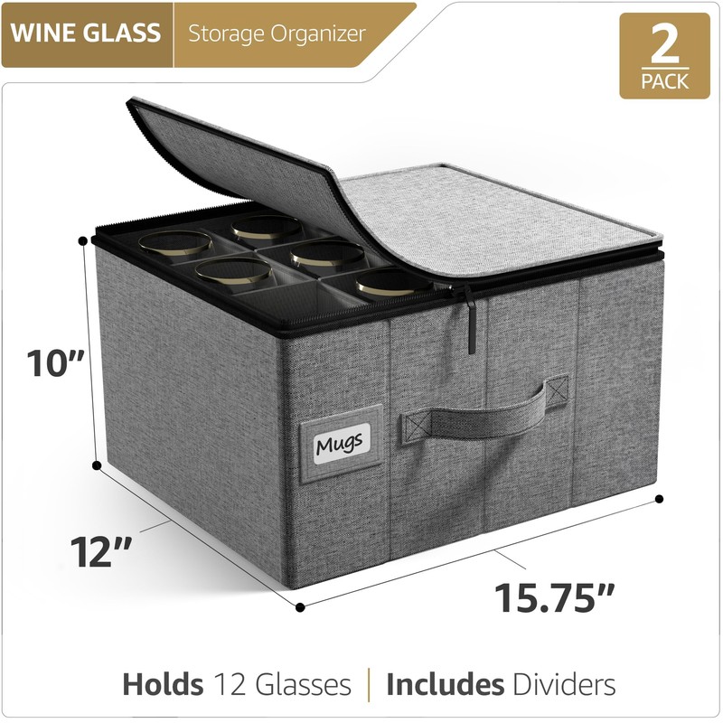 Sorbus Stemware Storage Cases Hard Shell, Wine Glass Storage Box