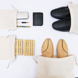 Reusable and Eco friendly Thick Double Drawstring Cotton Muslin Produce Bags "premium quality (Natural Color) (1, 10 x 15 Inches)