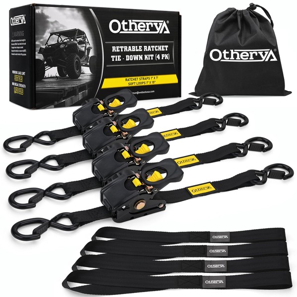 Otherya Retractable Ratchet Straps | 4 Heavy Duty Ratchet Straps