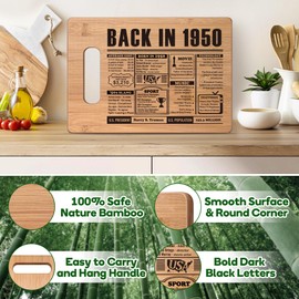 75th Birthday Gifts for Women Men,75 Year Old Birthday Gifts Woman Man,75 Years Gifts for Mom Dad Grandparents Wedding Anniversary,Back In 1950 75s Birthday Decorations Engraved Bamboo Cutting Board