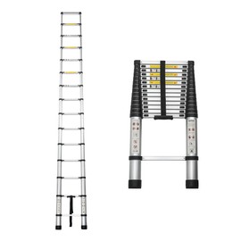 ChicFurnit Telescoping Ladder, 14.5FT Aluminum Extension Ladder with Non-Slip Feet & Locking Mechanism, Heavy Duty 300 lbs Load, Multi-Purpose Portable Folding Tool for Outdoor, RV, Loft