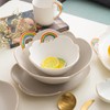 WAIT FLY Rainbow and Cloud Ceramic Salad Bowl, Dessert Bowls,