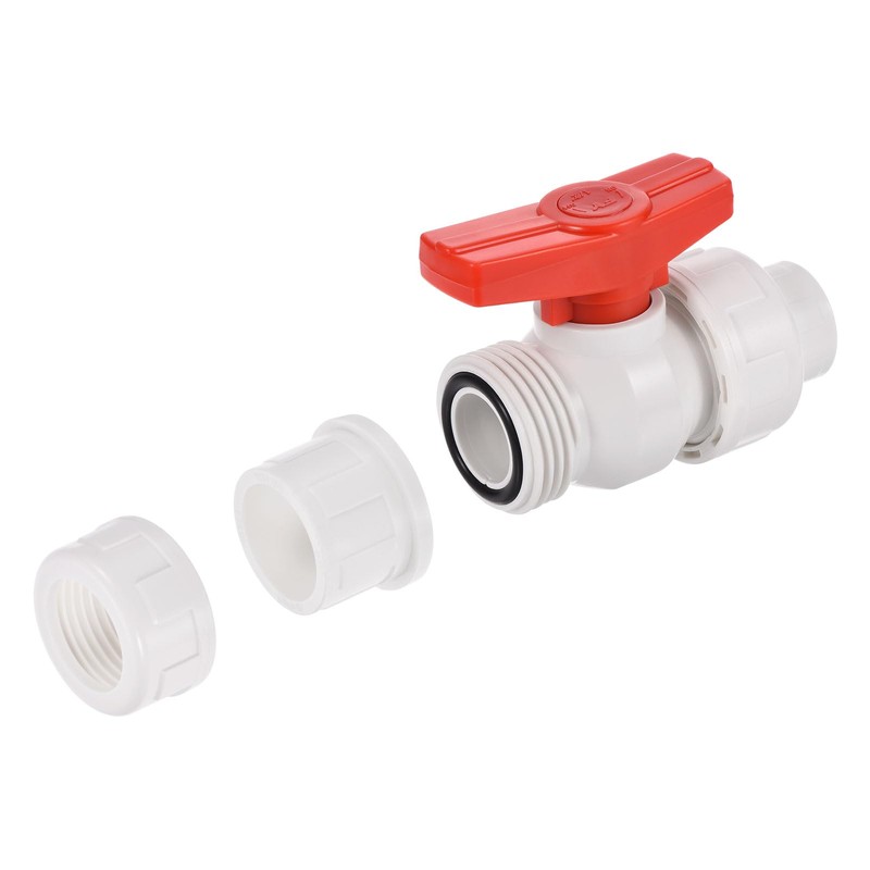 PATIKIL 20mm ID Double Union Ball Valve, 1 Pack PVC