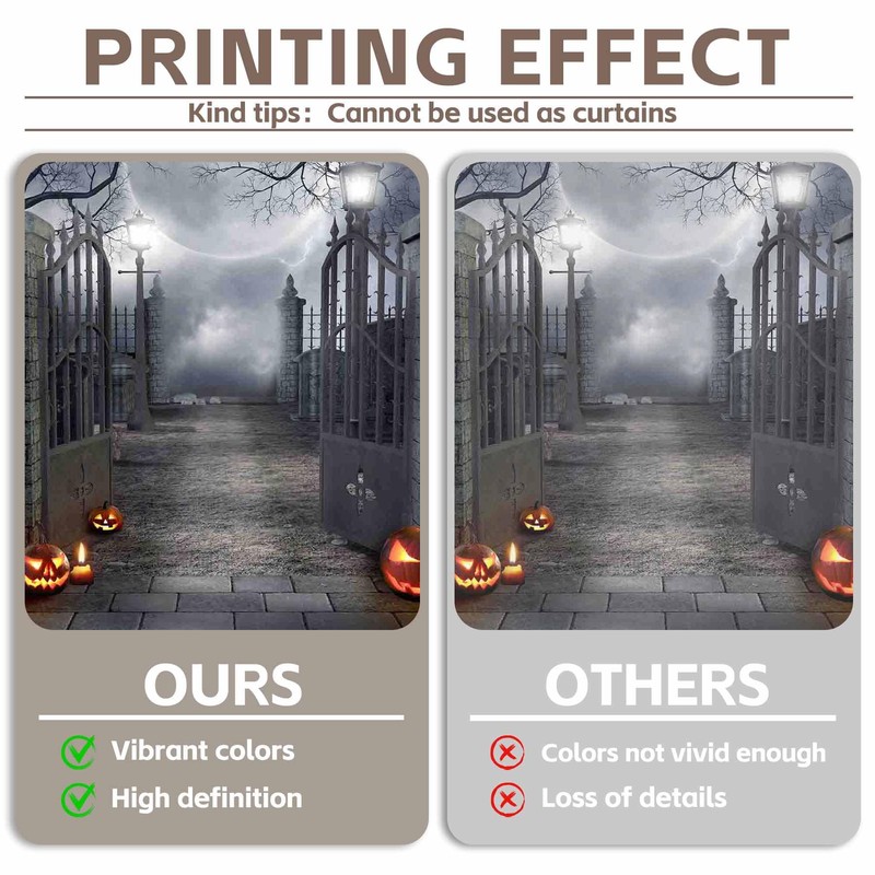 YCUCUEI 5x7ft Fabric Halloween Full Moon Night Backdrop Pumpkin Scary