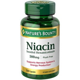 Nature’s Bounty Niacin 500mg Vitamin Supplement, Flush Free, 120 Ct