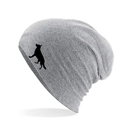 huuraa Beanie German Shepherd Silhouette Unisex Hat with Motif for Dog Lovers Gift Idea for Friends and Family, heather grey