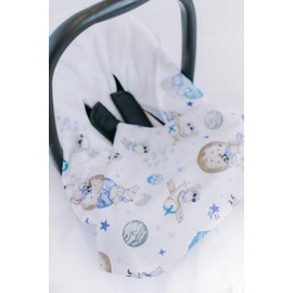 Viculii Double Sided Baby Wrap for car seat | white + blue little prince galaxy baby wrap swaddle cover cosytoes blanket for car seat 100x100cm