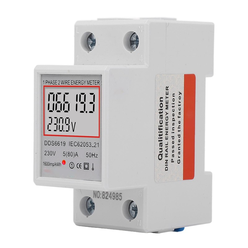 LCD Digital Electricity Meter Single Phase 2 Pin DIN Rail